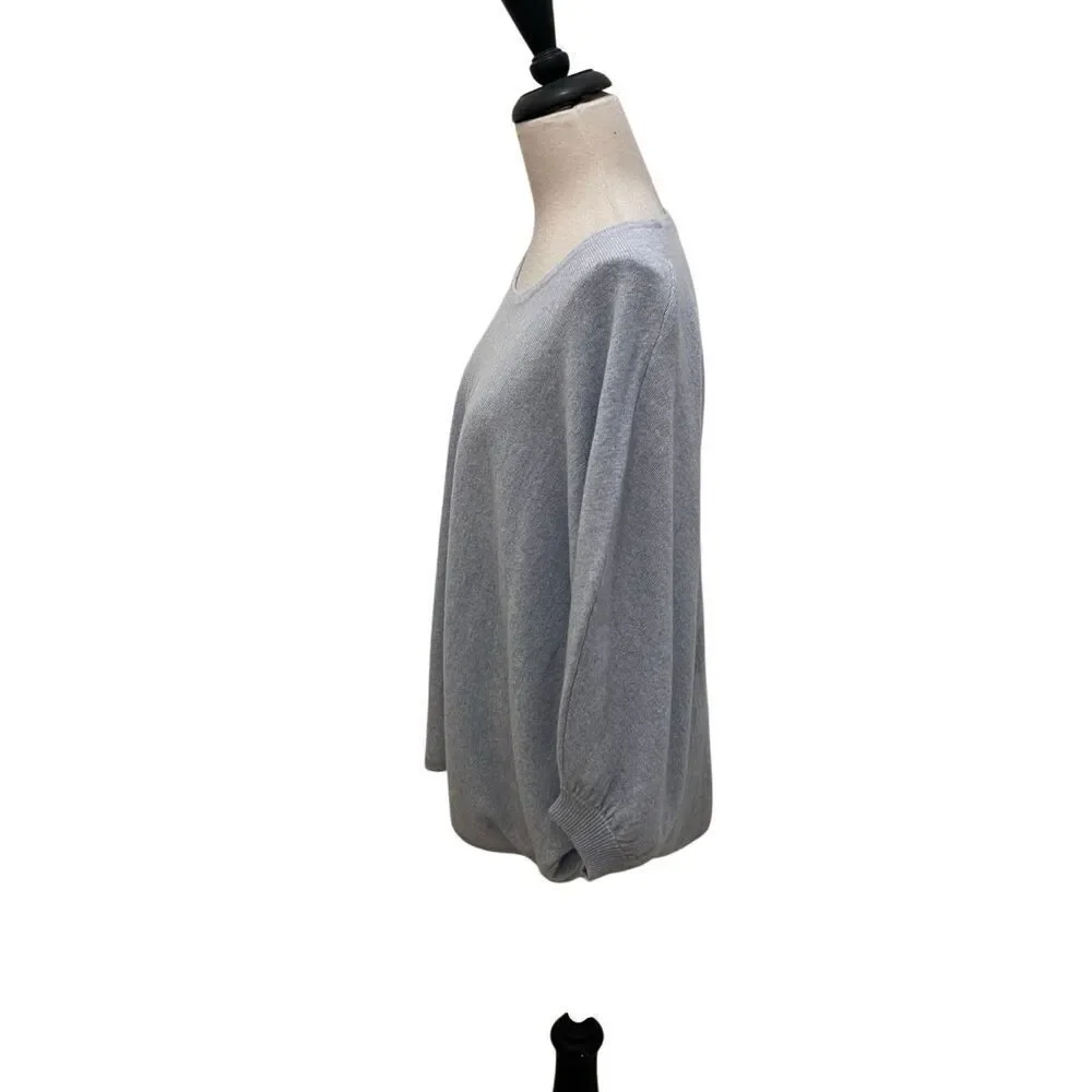 Garnet Hill Women's Heather Batwing Cashmere Pullover Sweater Gray Small NWT